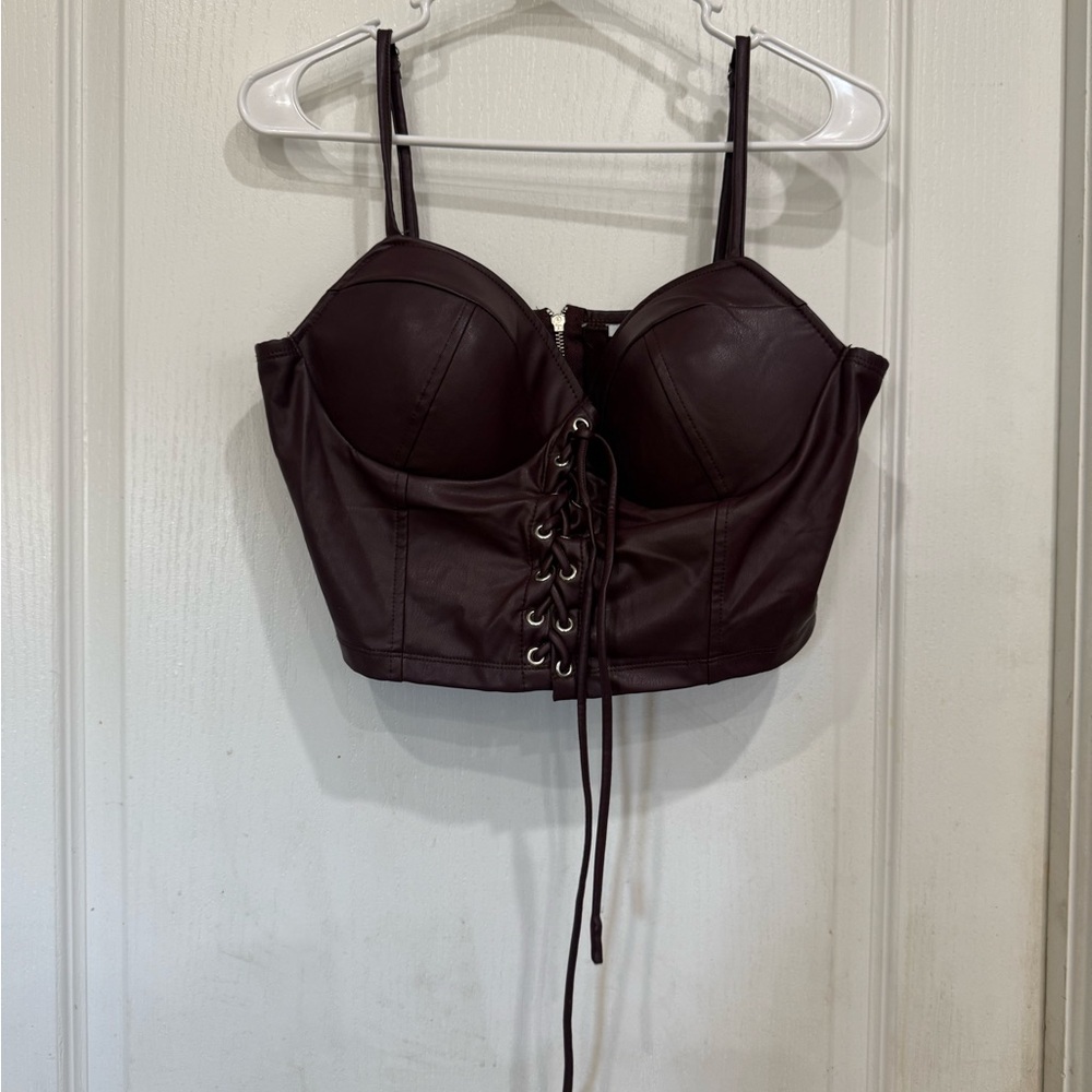 Purple Lace-Up Bustier Top